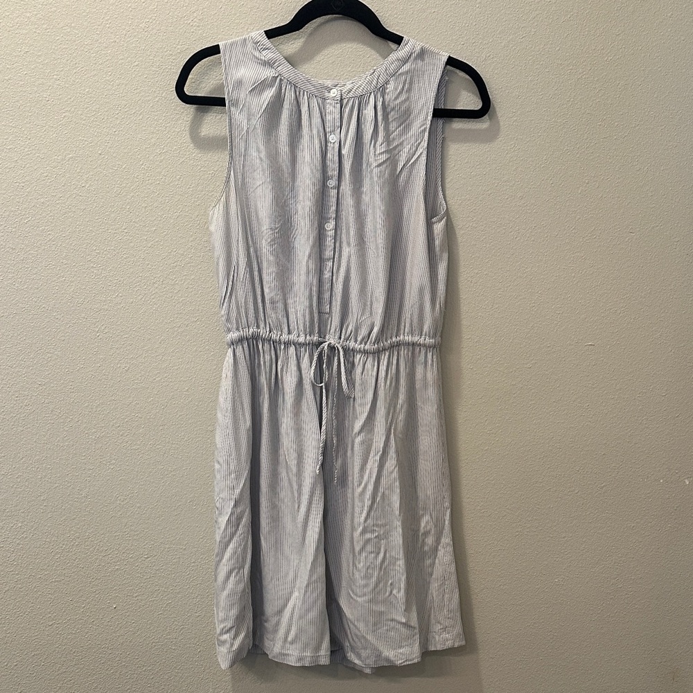 LOFT Gray Sleeveless Crew Neck Sundress